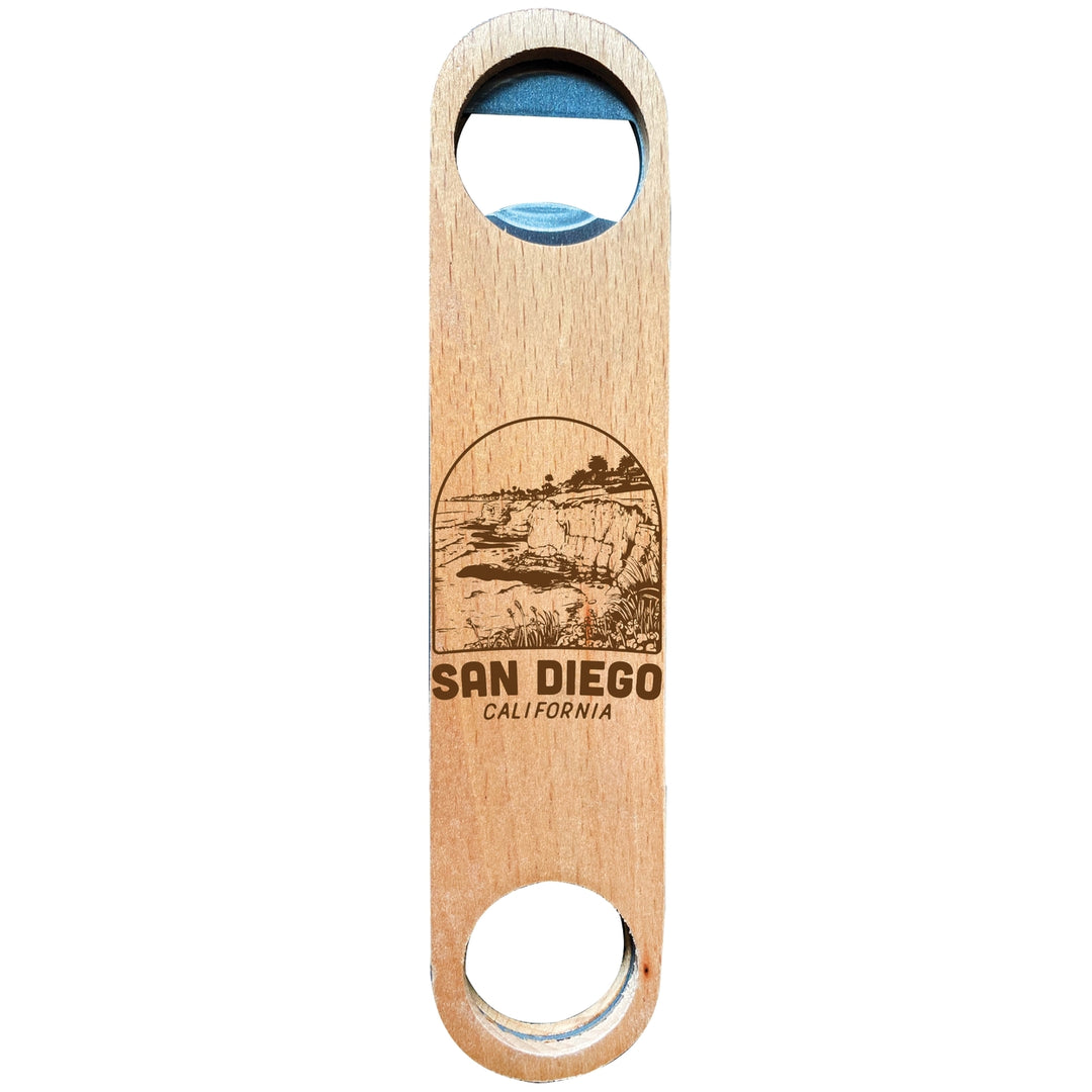 San Diego California Souvenir Engraved Wooden Bottle Opener Image 1