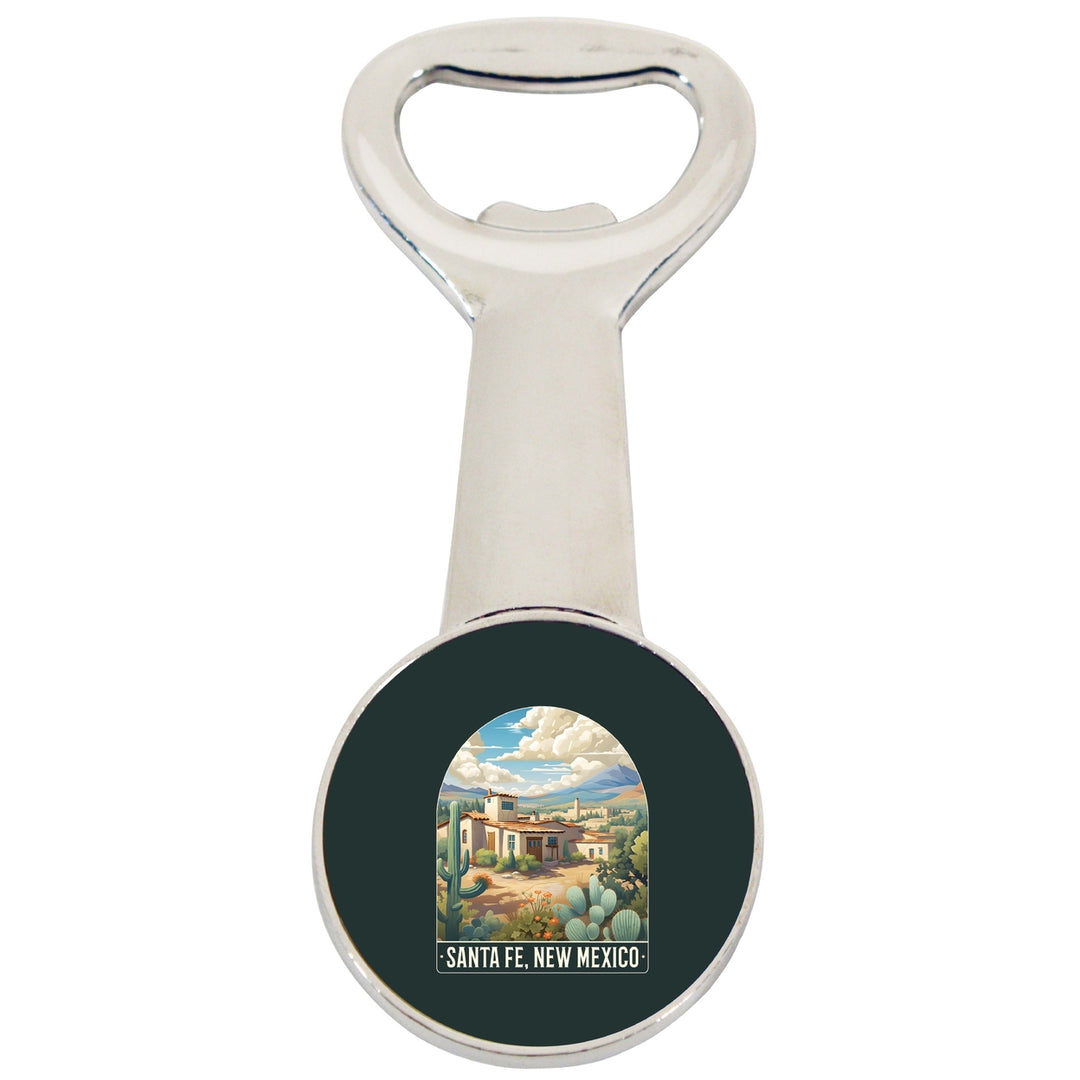 Santa Fe Mexico Design C Souvenir Magnetic Bottle Opener Image 1