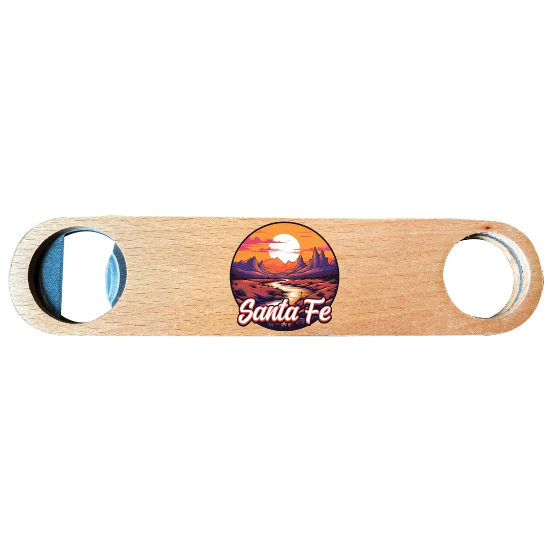 Santa Fe Mexico Design B Souvenir Wooden Bottle Opener Image 1