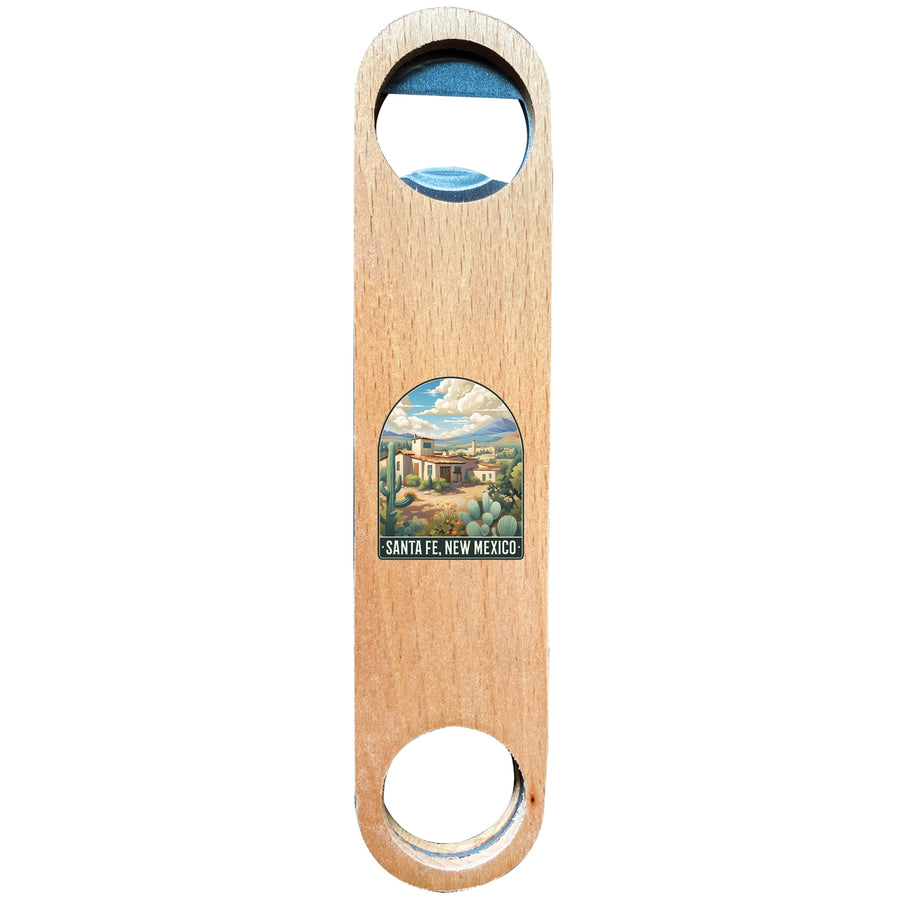 Santa Fe Mexico Design C Souvenir Wooden Bottle Opener Image 1