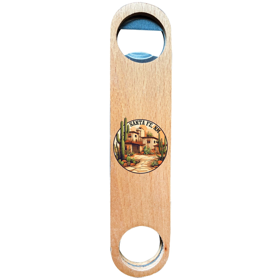 Santa Fe Mexico Design D Souvenir Wooden Bottle Opener Image 1