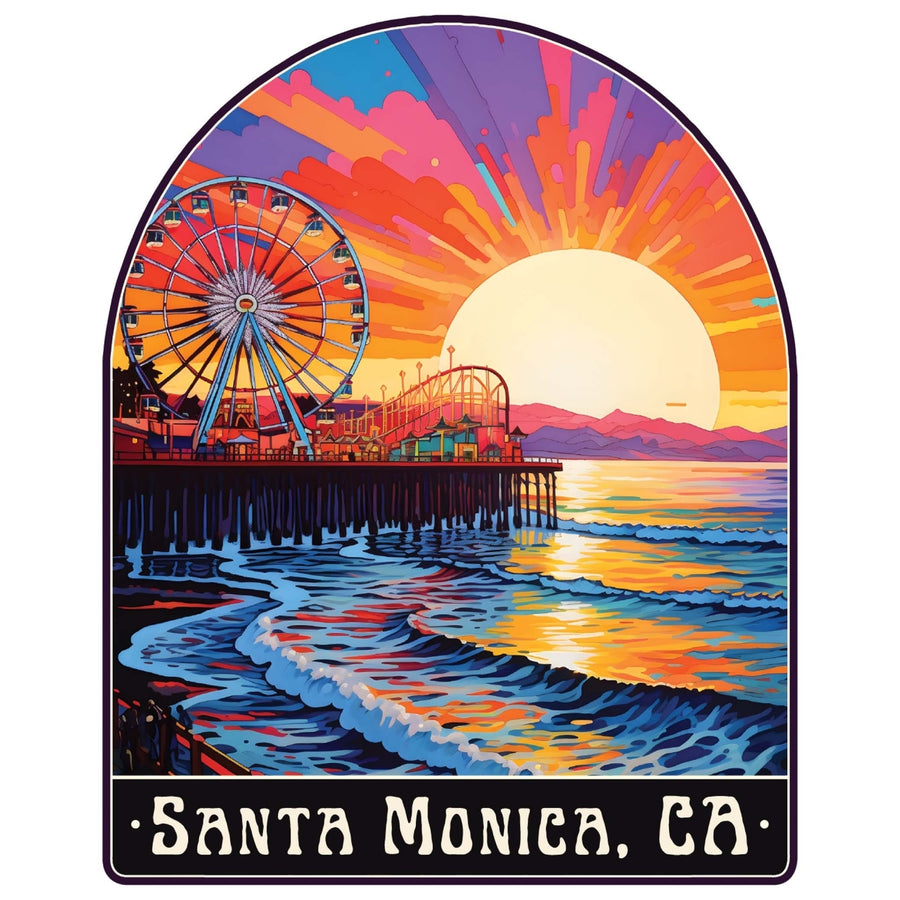 Santa Monica California Design B Souvenir Die Cut Flat Magnet Image 1