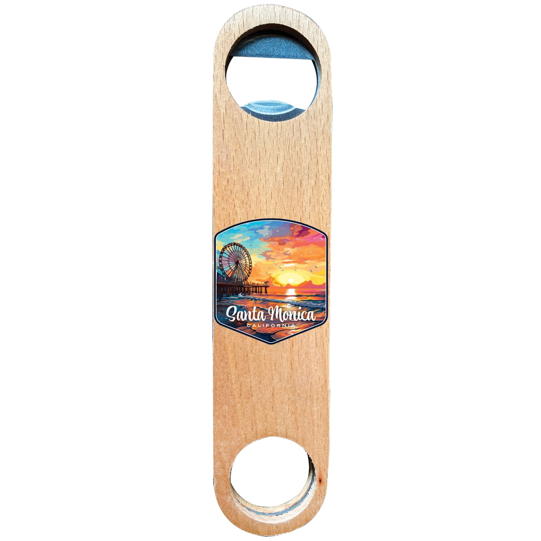 Santa Monica California Design A Souvenir Wooden Bottle Opener Image 1