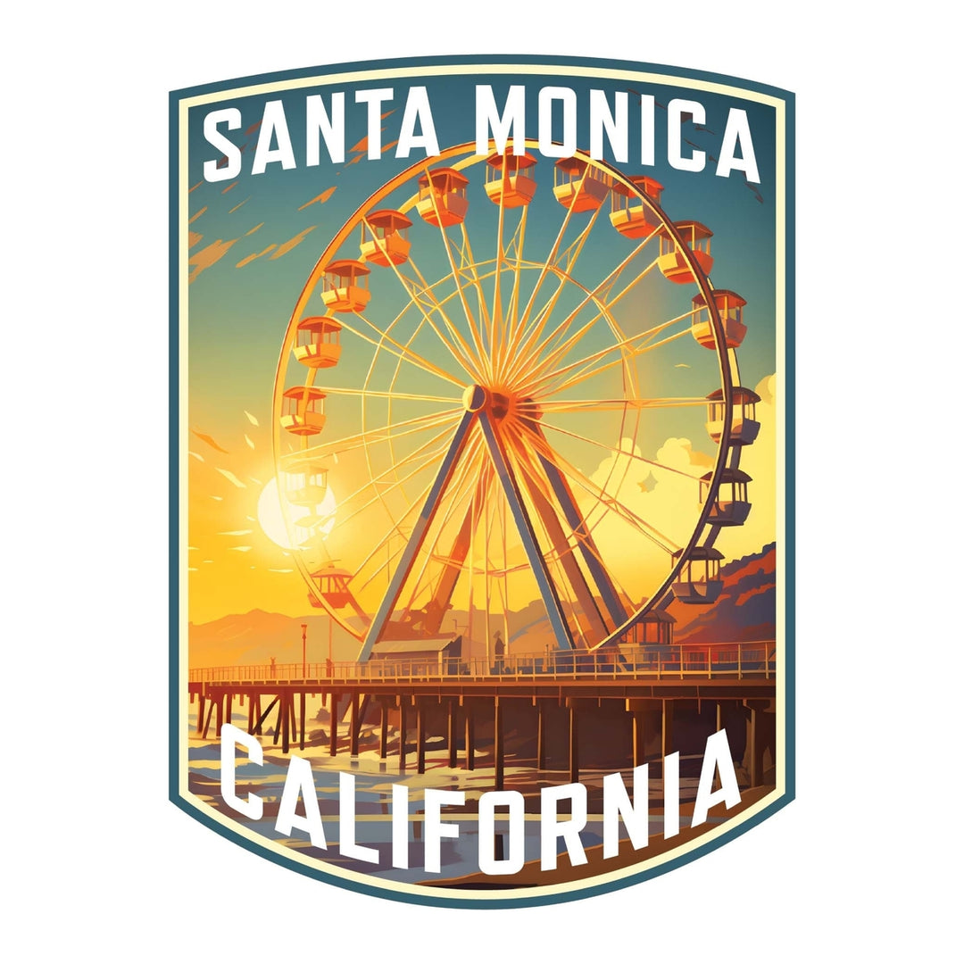 Santa Monica California Design C Souvenir Die Cut Flat Magnet Image 1