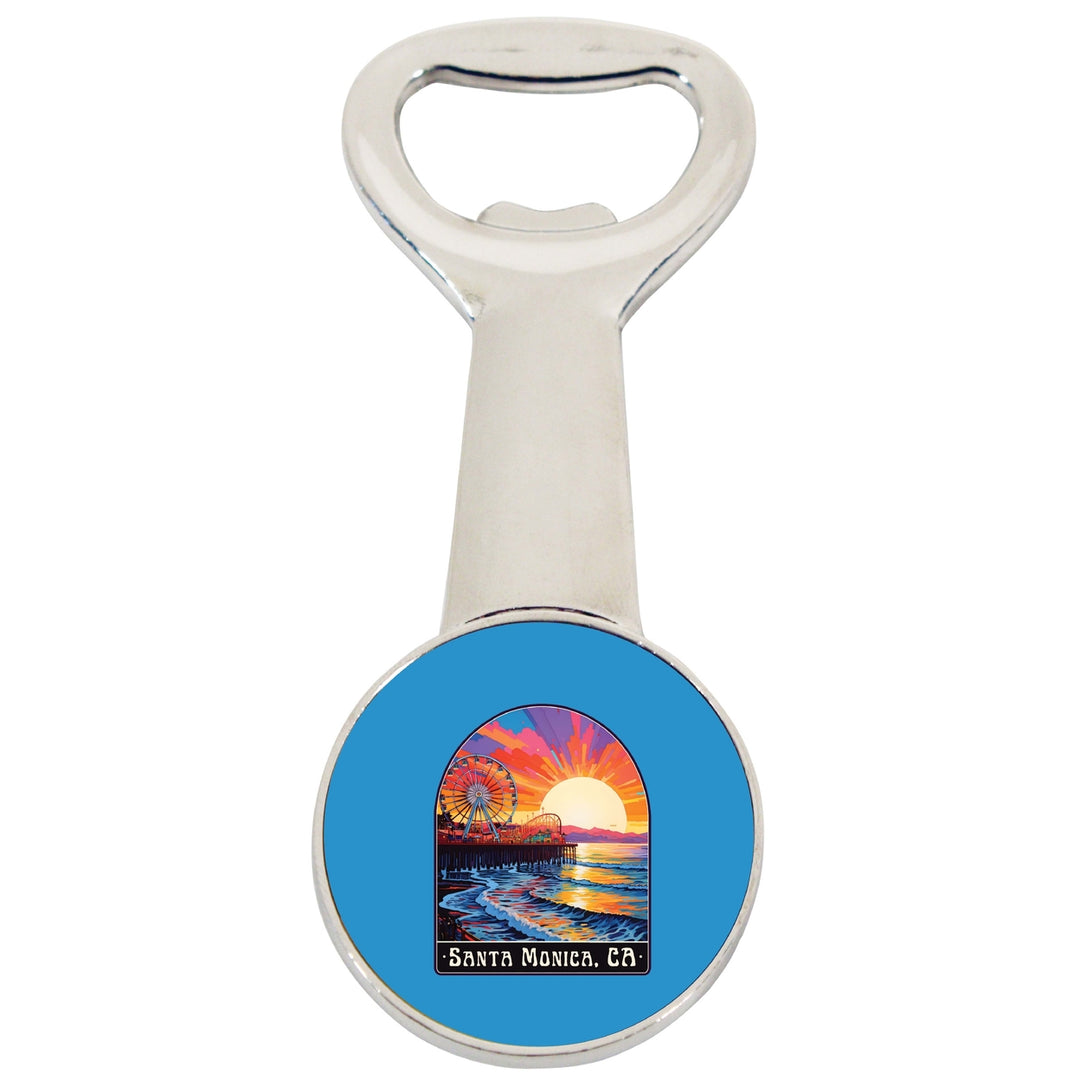 Santa Monica California Design B Souvenir Magnetic Bottle Opener Image 1