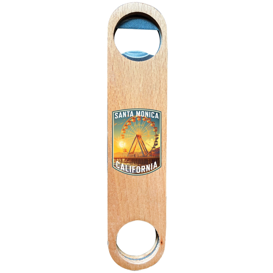 Santa Monica California Design C Souvenir Wooden Bottle Opener Image 1