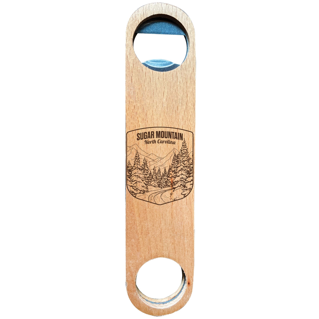 Sugar Mountain North Carolina Souvenir Engraved Wooden Bottle Opener Image 1