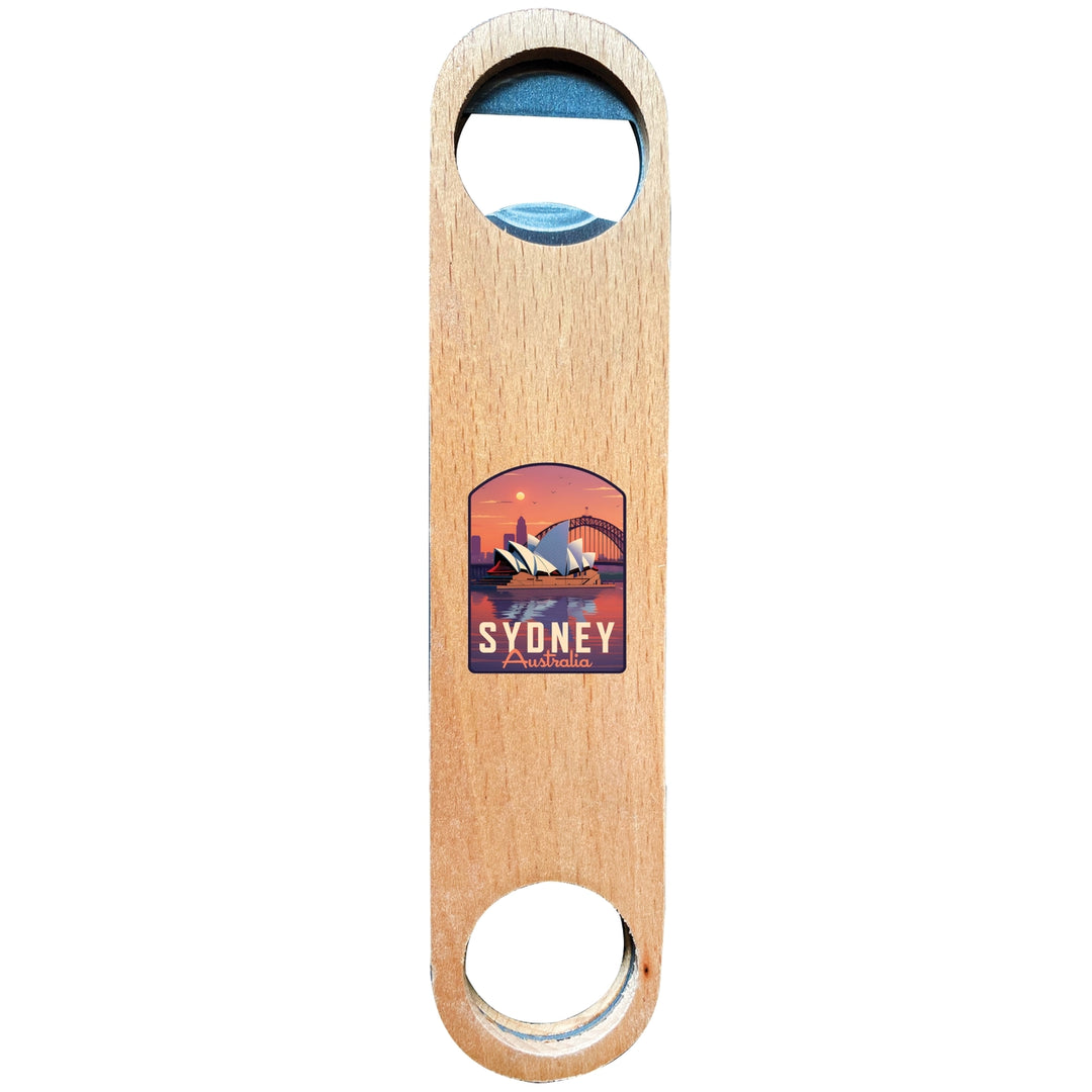 Sydney Australia Design B Souvenir Wooden Bottle Opener Image 1