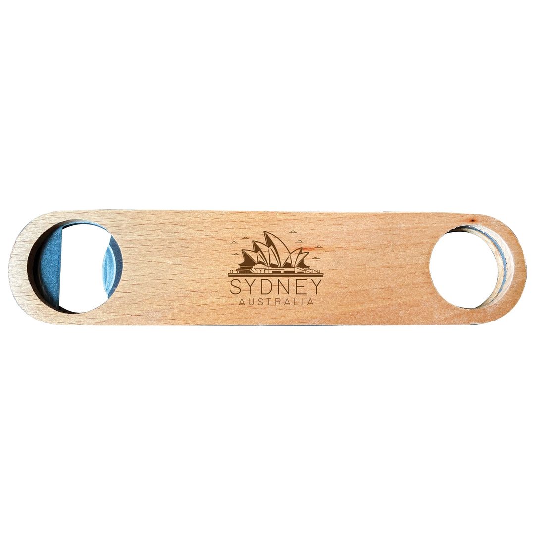 Sydney Australia Souvenir Engraved Wooden Bottle Opener Image 1