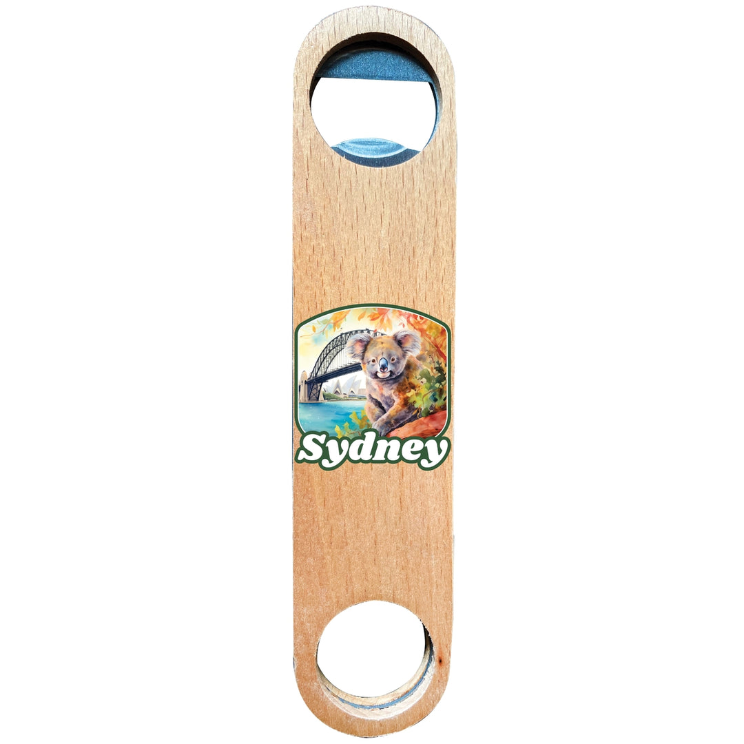 Sydney Australia Design C Souvenir Wooden Bottle Opener Image 1