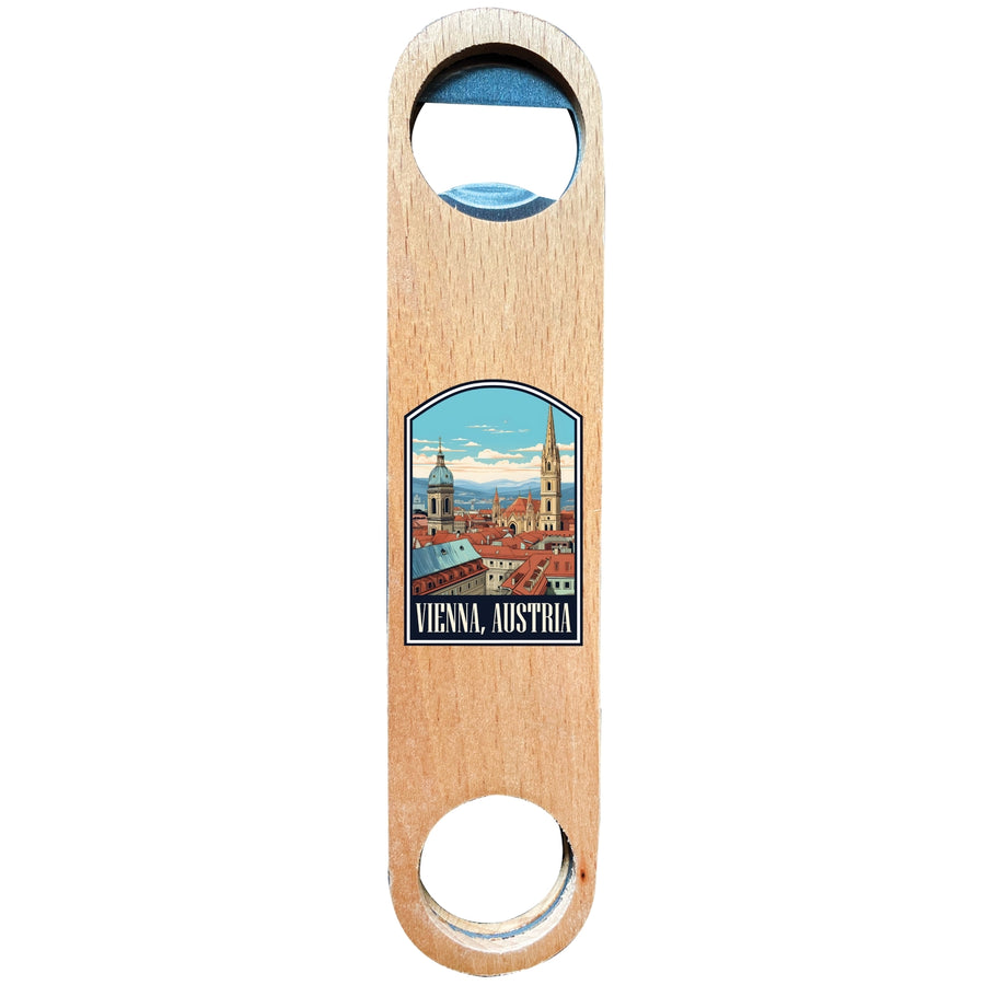 Vienna Austria Design B Souvenir Wooden Bottle Opener Image 1