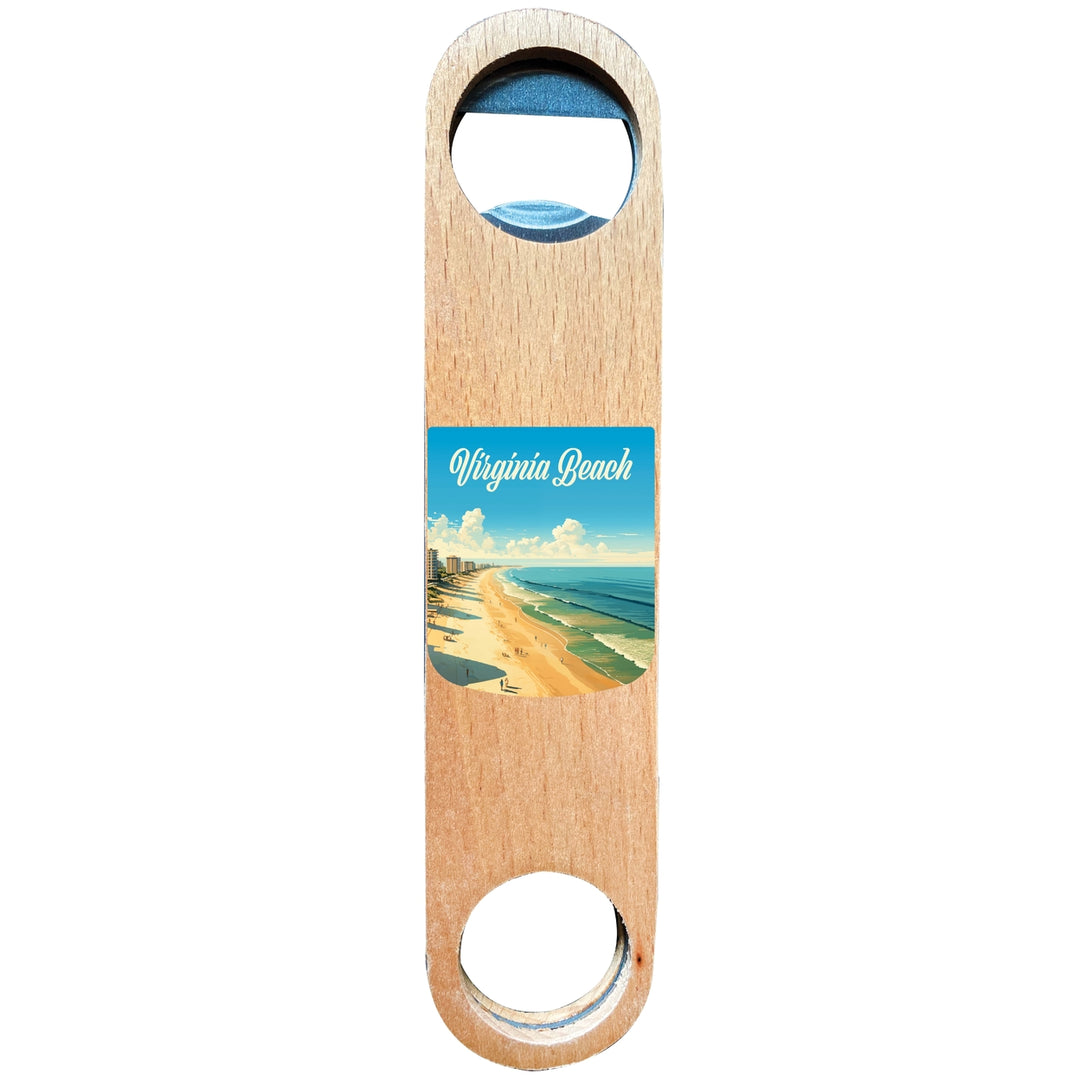 Virginia Beach Virginia Design B Souvenir Wooden Bottle Opener Image 1