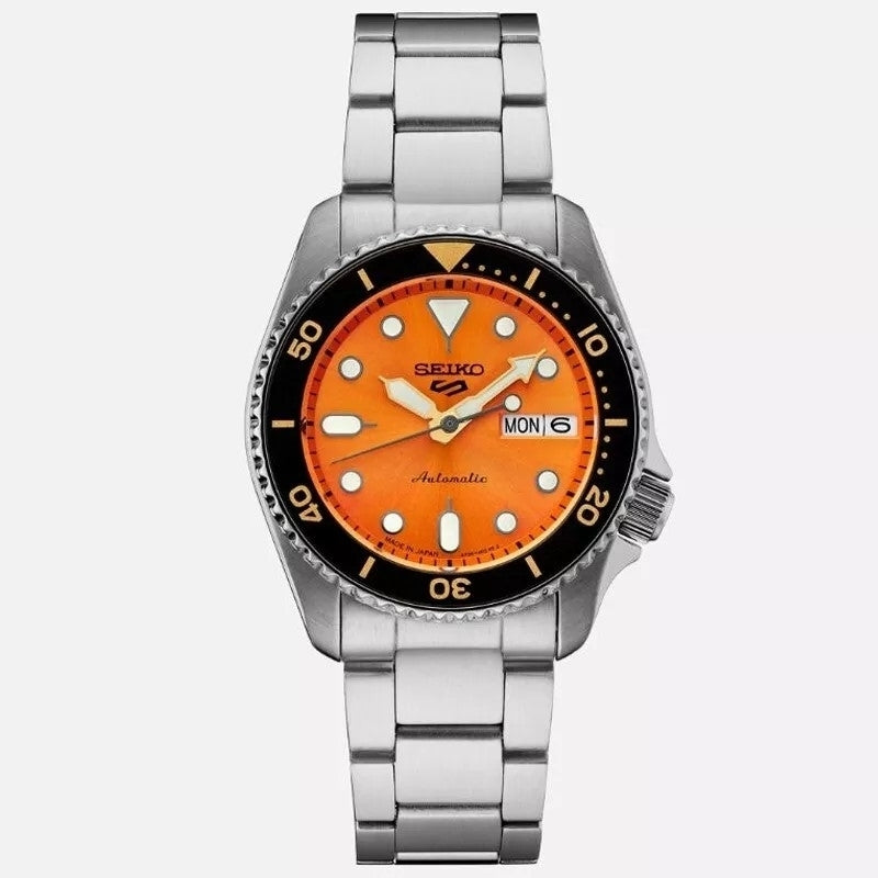 Seiko 5 SRPK35 Five Sports Automatic 38mm Watch Orange Dial Image 1