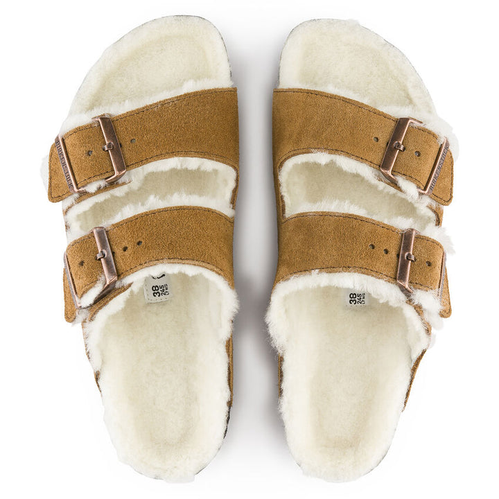 BIRKENSTOCK Arizona Shearling Mink Suede Sandals Natural Shearling Regular Width Image 4