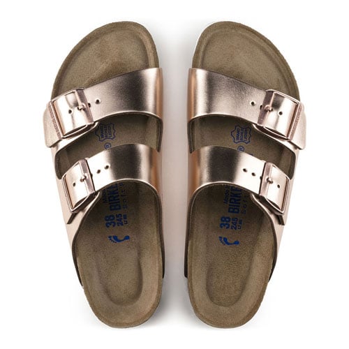 BIRKENSTOCK Womens Arizona Soft Footbed Metallic Copper Leather (regular width) - 0952091 METALLIC COPPER Image 4