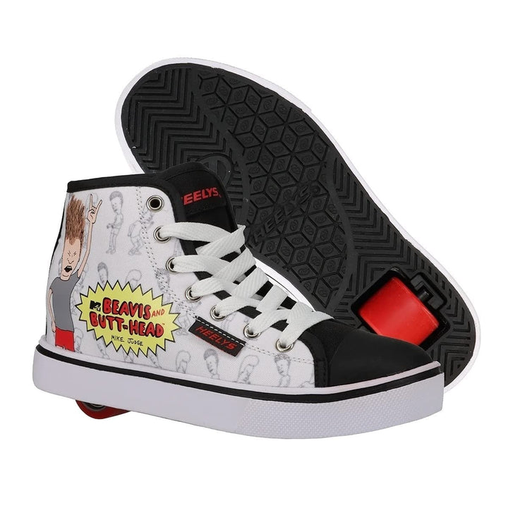 HEELYS Unisex Child Wheeled Shoes Beavis and Butthead White Black Size 4-7 Image 4