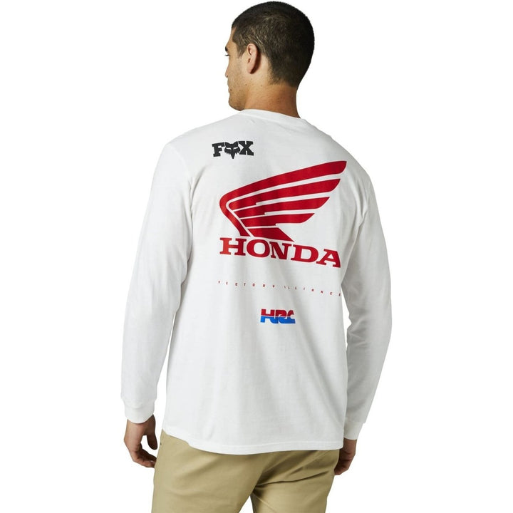 Fox Racing Honda Long Sleeve Tee Optic White Mens Premium T-Shirt Size M Image 4