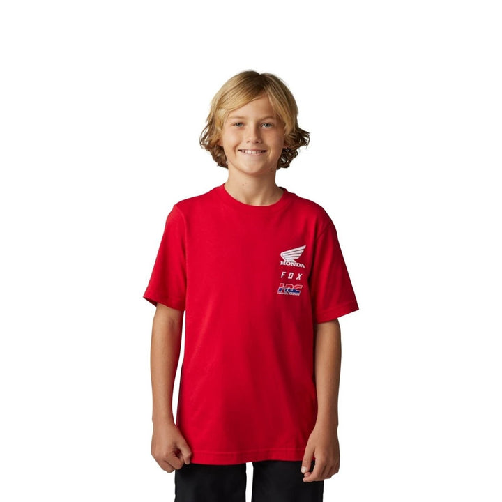 Fox Racing Boys Youth Fox X Honda Short Sleeve Tee FLAME RED Image 4