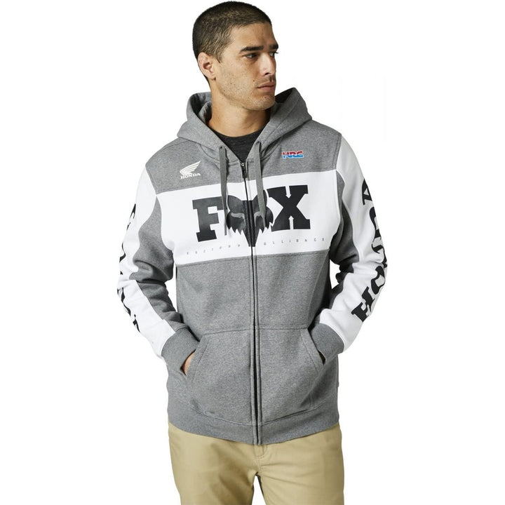 Fox Racing Mens Zip Fleece Honda Heather Graphite Comfortable Lightweight Wear Image 4