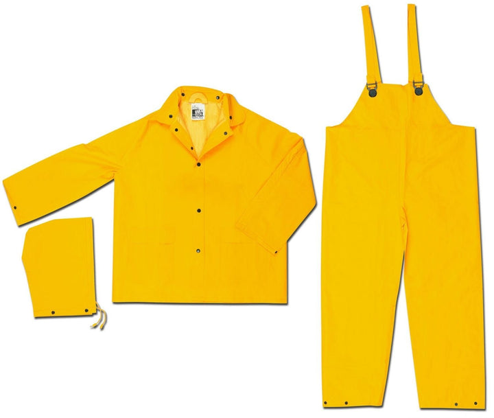 MCR Safety Waterproof Yellow Rain Suit Jacket Hood Bib Pants 2003 Size Unisex Image 4