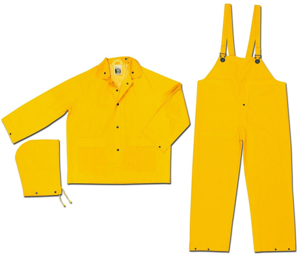 MCR Safety Unisex Waterproof Yellow Rain Suit (JacketHoodand Bib Pants) - 2003 YELLOW Image 2