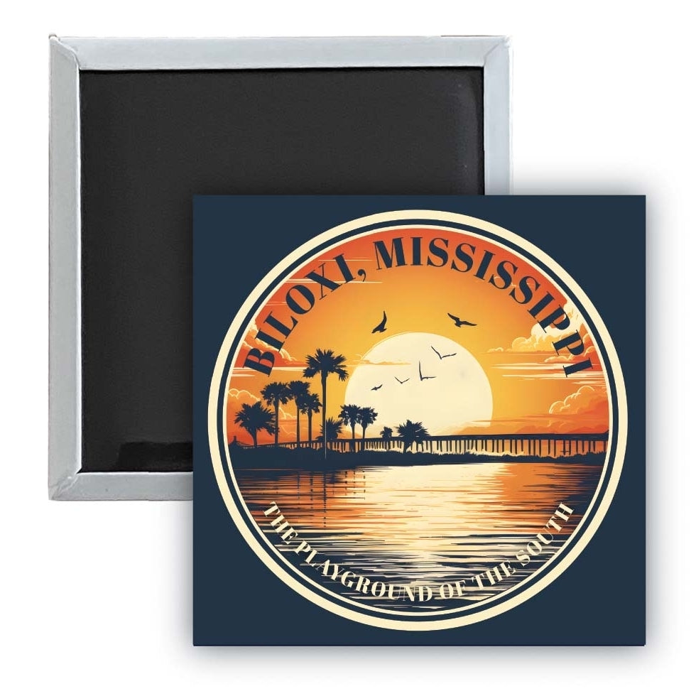 Biloxi Mississippi Design A Souvenir 2.5 x 2.5-Inch Fridge Magnet Image 1