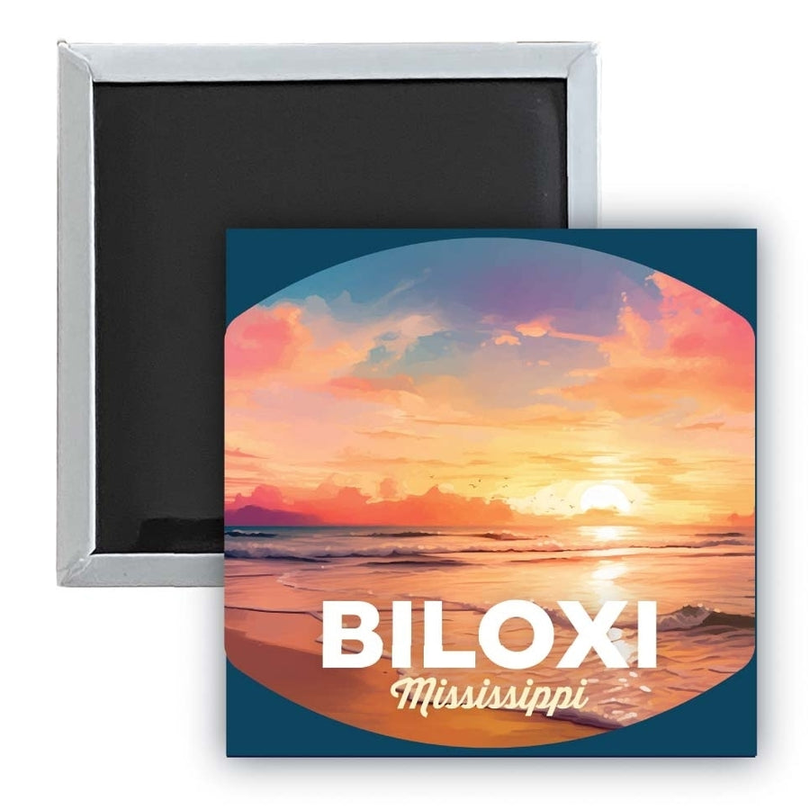 Biloxi Mississippi Design B Souvenir 2.5 x 2.5-Inch Fridge Magnet Image 1