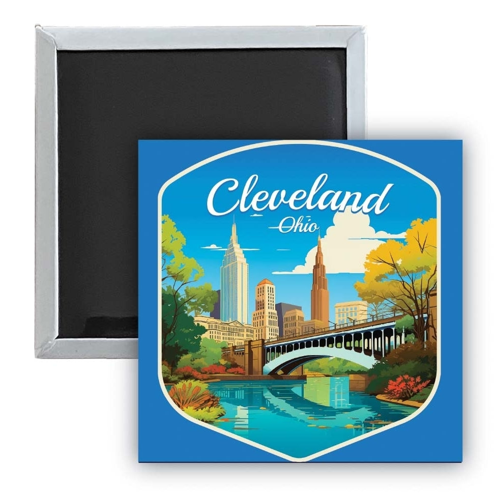 Cleveland Ohio Design B Souvenir 2.5 x 2.5-Inch Fridge Magnet Image 1