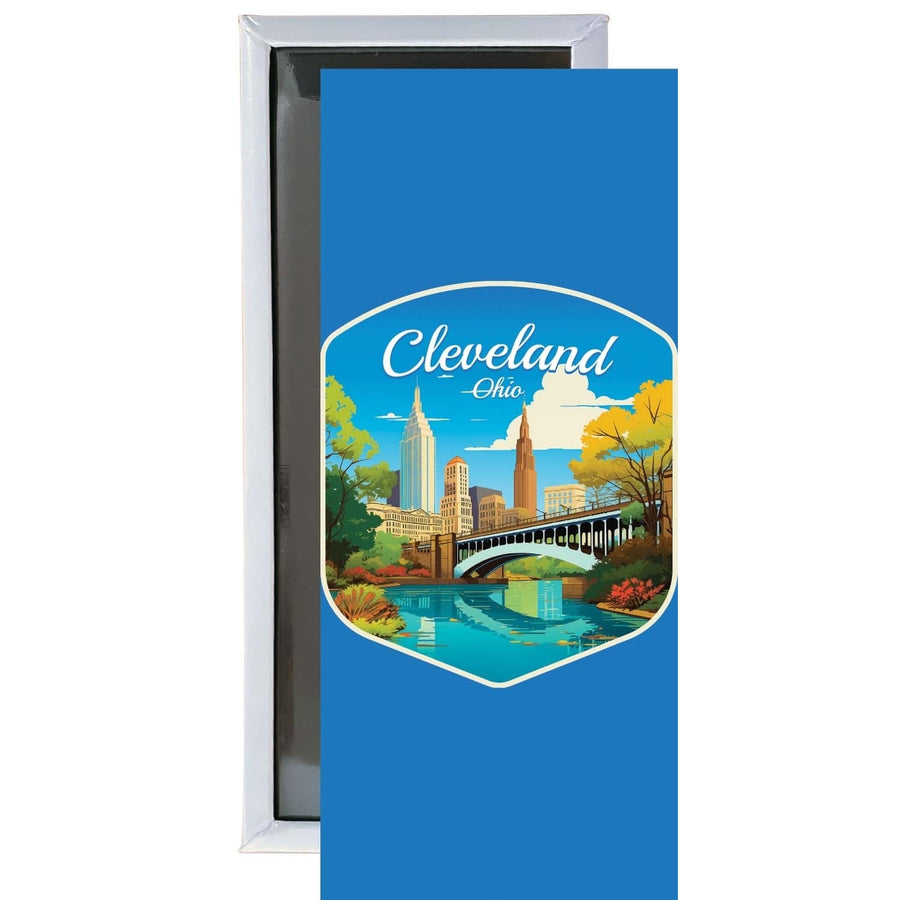 Cleveland Ohio Design B Souvenir Fridge Magnet 4.75 x 2 Inch Image 1