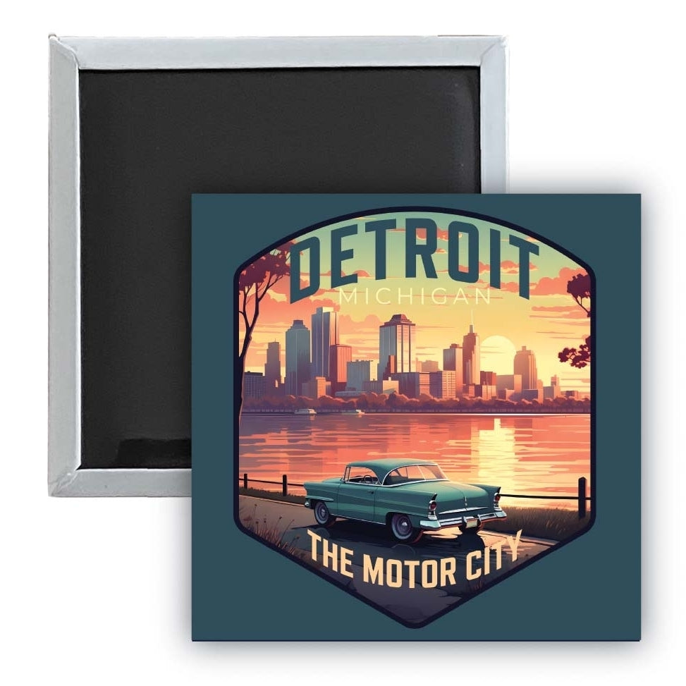 Detroit Michigan Design A Souvenir 2.5 x 2.5-Inch Fridge Magnet Image 1