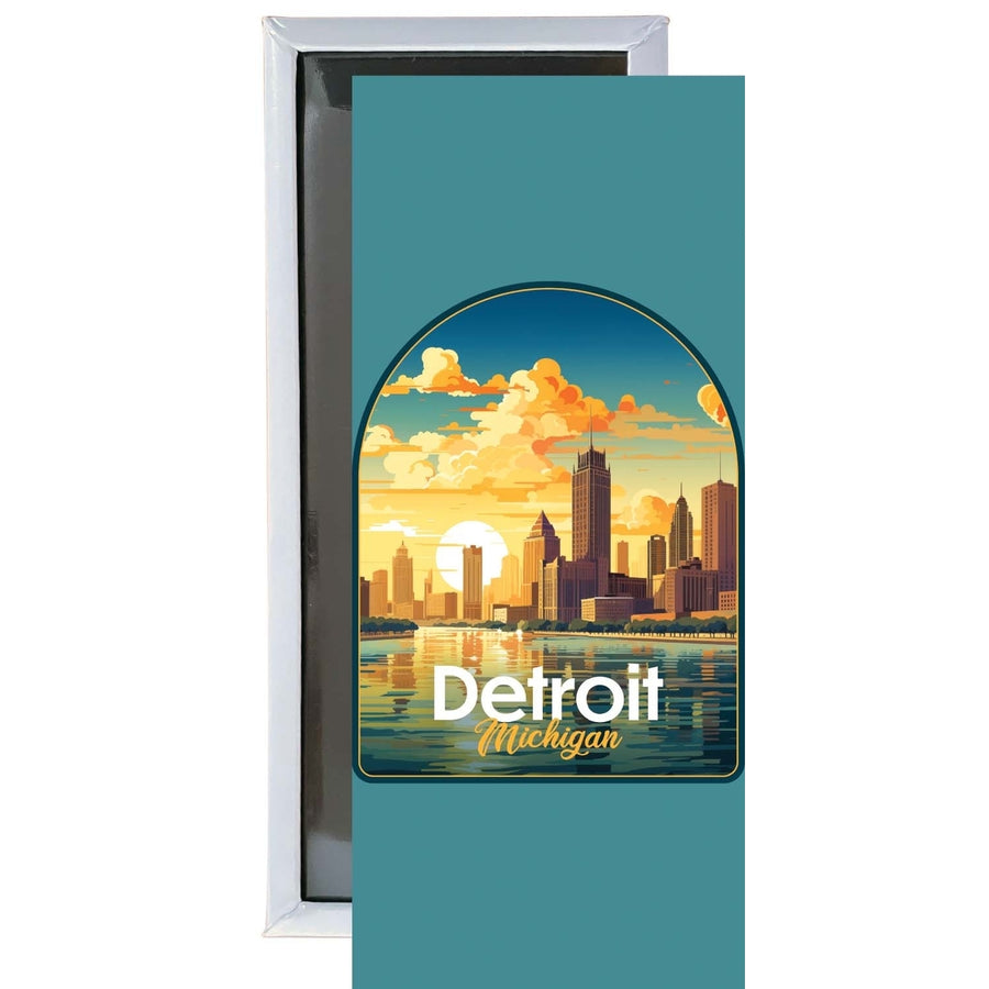 Detroit Michigan Design B Souvenir Fridge Magnet 4.75 x 2 Inch Image 1