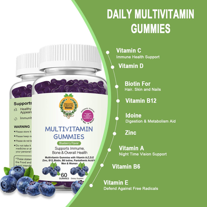 Organic Greek Multivitamin Gummies Whole Food Supplement Plant Based 60 Count Image 2