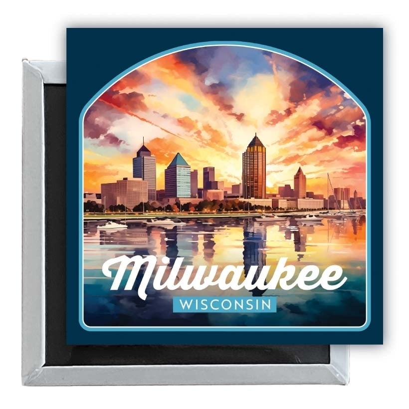 Milwaukee Wisconsin Design A Souvenir 2.5 x 2.5-Inch Fridge Magnet Image 1