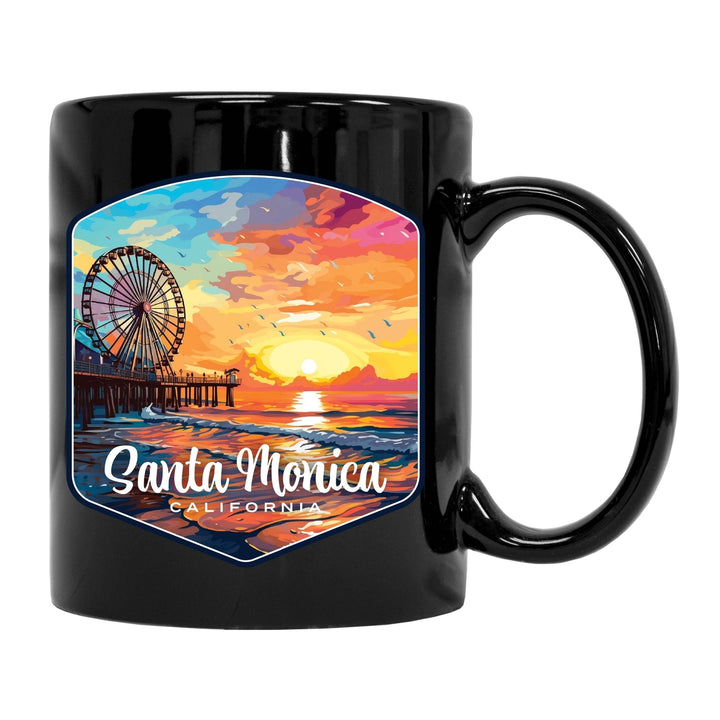 Santa Monica California Design A Souvenir 12 oz Ceramic Coffee Mug Image 1