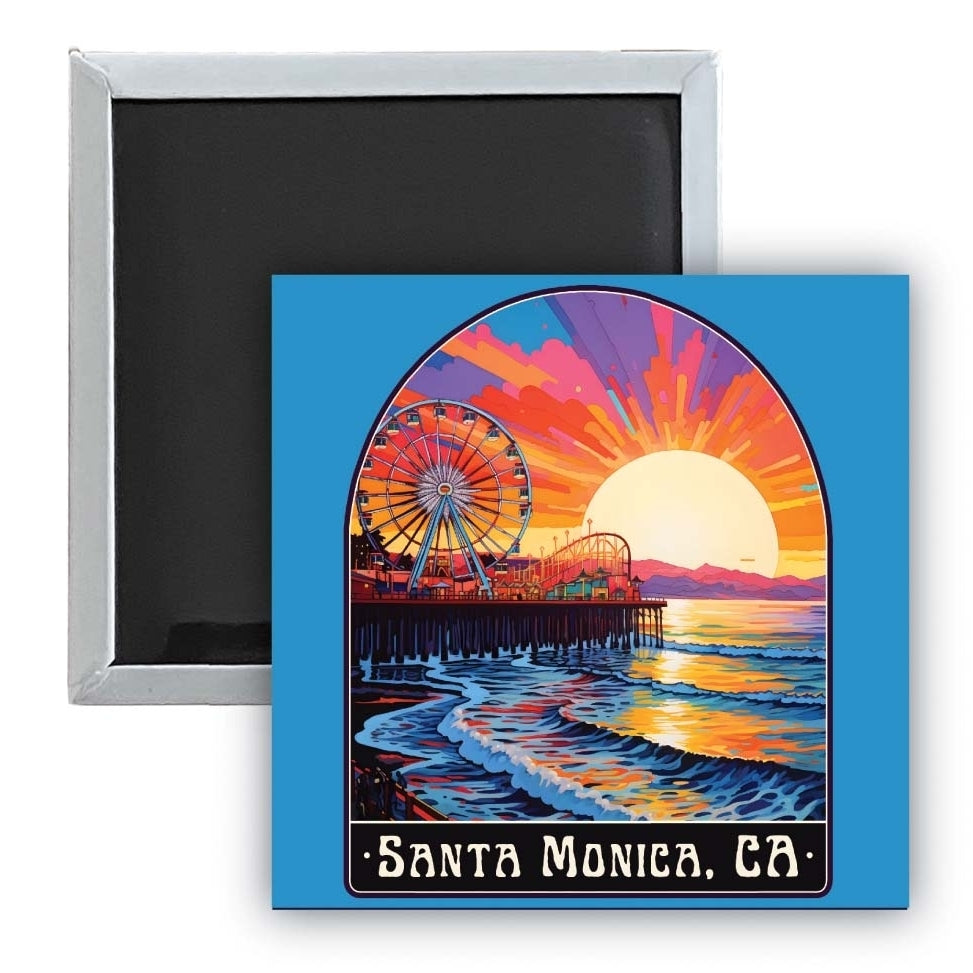 Santa Monica California Design B Souvenir 2.5 x 2.5-Inch Fridge Magnet Image 1