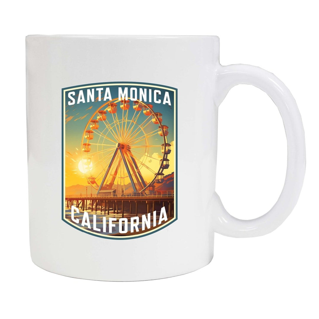 Santa Monica California Design C Souvenir 12 oz Ceramic Coffee Mug Image 1