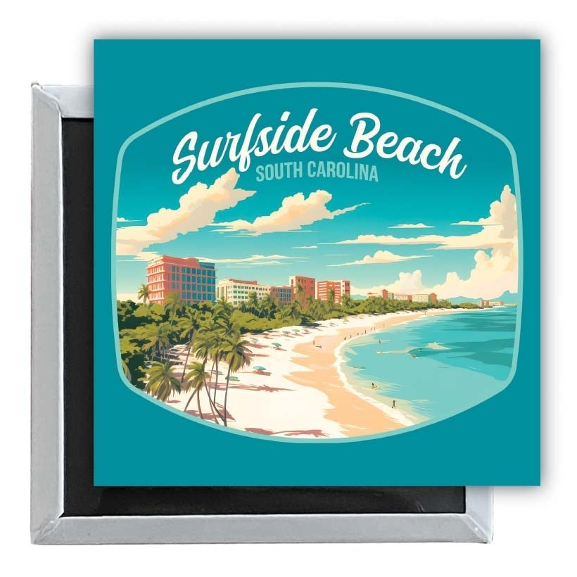 Surfside Beach South Carolina Design B Souvenir 2.5 x 2.5-Inch Fridge Magnet Image 1