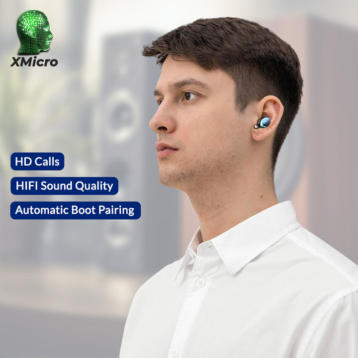 XMicro Bluetooth 5.3 Earbuds HD Stereo Noise Cancelling 140H Playtime USB-C Case Image 4