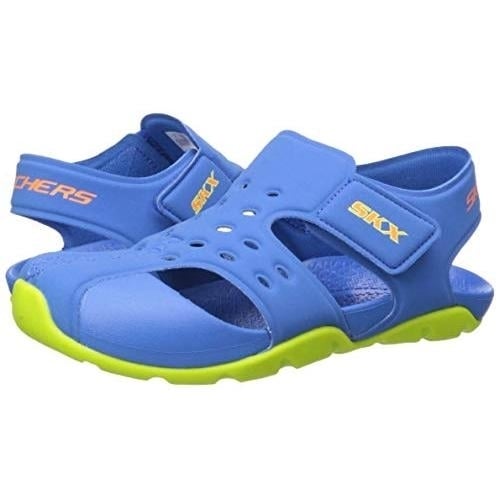 Skechers Unisex-Child Side Wave Sneaker BLUE/LIME Image 4