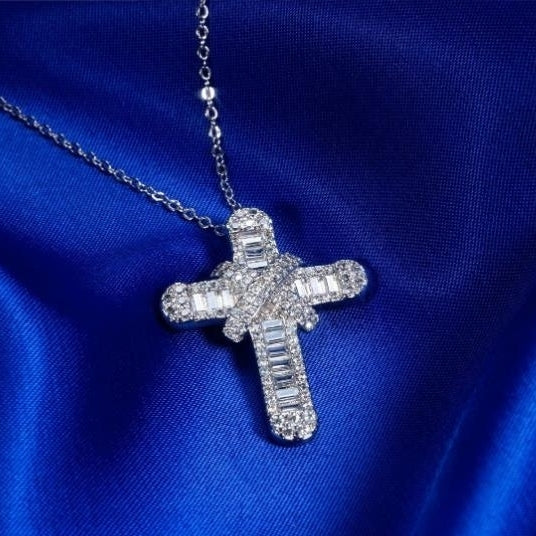 Cross Full of Zirconia Pendant Couples Instagram Copper Set Zircon Necklace Image 1