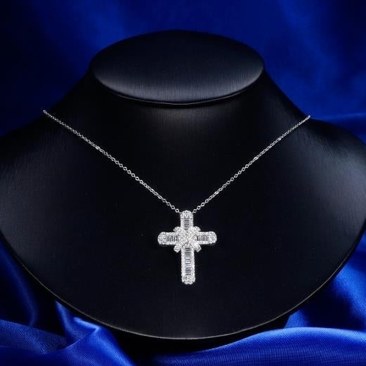 Cross Full of Zirconia Pendant Couples Instagram Copper Set Zircon Necklace Image 2