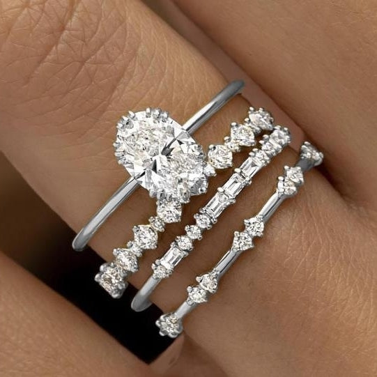 Four piece Jewelry Set with Diamond Zircon Flower Engagement Anniversary Luxury Jewelry Set Ring Image 1