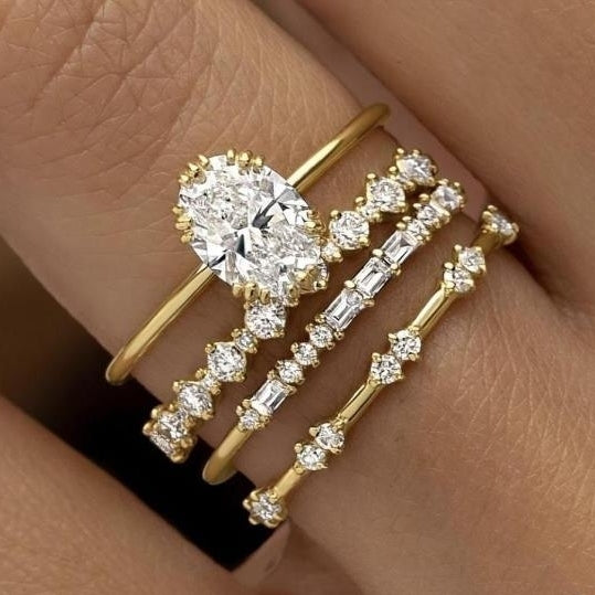 Four piece Jewelry Set with Diamond Zircon Flower Engagement Anniversary Luxury Jewelry Set Ring Image 4