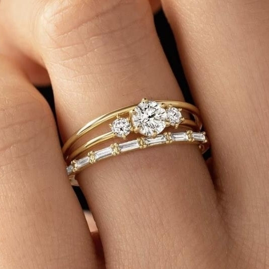 Silver White Zircon Ring SetLuxury and Fashionable Womens Wedding and Wedding Image 1