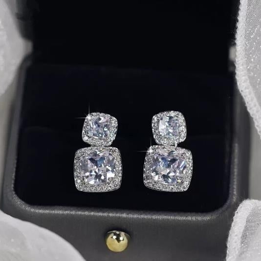 Square sparkling zircon earringsluxurious and luxuriouswith elegant and elegant lady earrings for evening parties and Image 1