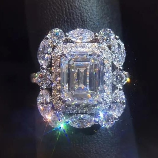 Square Princess Ring Fashionable and Popular Engagement Girl Jewelry Palace Classic Ring Image 1