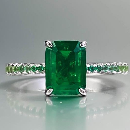 S925 Silver  Instagram Style Daily Simple and Versatile 6  8 Green Zirconia Ring for Women Image 1