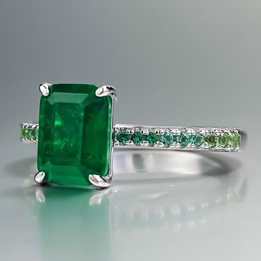 S925 Silver  Instagram Style Daily Simple and Versatile 6  8 Green Zirconia Ring for Women Image 2