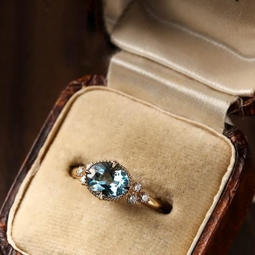 925 Sterling Silver Ring Mosang Stone Sea Blue Treasure Womens Colorful Treasure Ring Santa Maria Color Image 1