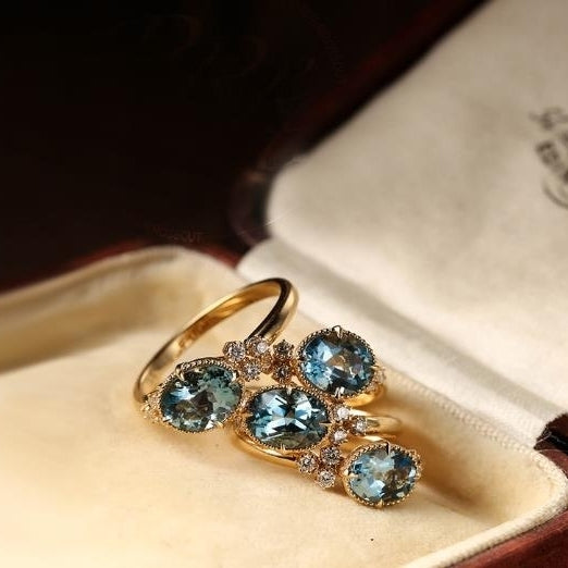 925 Sterling Silver Ring Mosang Stone Sea Blue Treasure Womens Colorful Treasure Ring Santa Maria Color Image 2